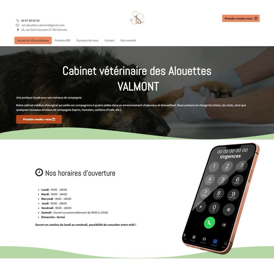 Capture du site Cabinet vétérinaire des Alouettes